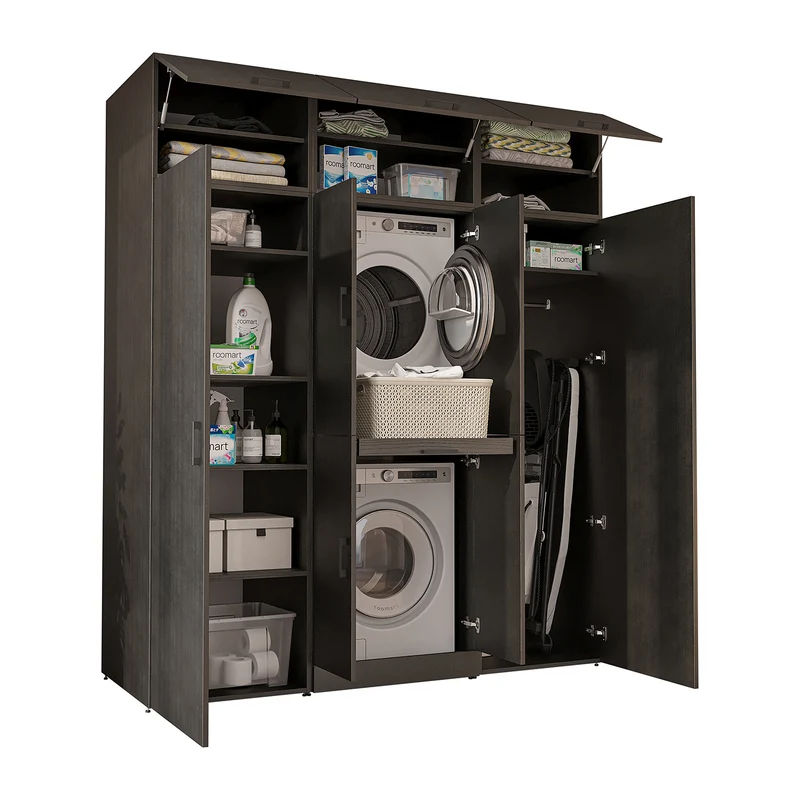 Roomart Waschmaschinenschrank DORA-I, 190 cm breit, für Waschmaschine und Trockner mit 2 Hochschränken, in 5 Farben