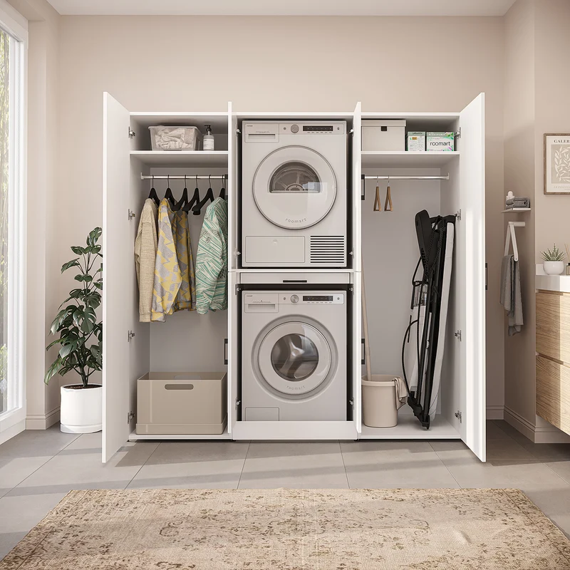 Roomart Waschmaschinenschrank DORA-I, 190 cm breit, für Waschmaschine und Trockner mit 2 Hochschränken, in 5 Farben