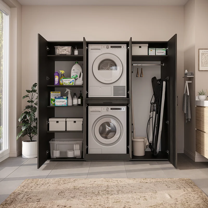 Roomart Waschmaschinenschrank DORA-I, 190 cm breit, für Waschmaschine und Trockner mit 2 Hochschränken, in 5 Farben