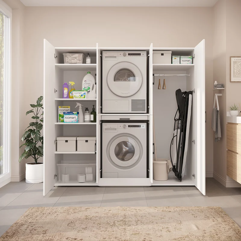 Roomart Waschmaschinenschrank DORA-I, 190 cm breit, für Waschmaschine und Trockner mit 2 Hochschränken, in 5 Farben