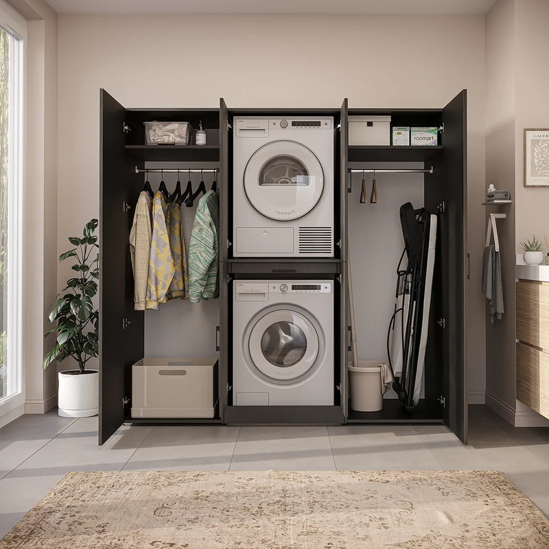 Roomart Waschmaschinenschrank DORA-I, 190 cm breit, für Waschmaschine und Trockner mit 2 Hochschränken, in 5 Farben