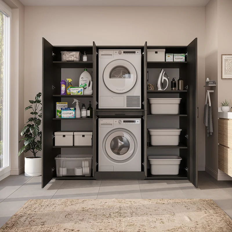 Roomart Waschmaschinenschrank DORA-I, 190 cm breit, für Waschmaschine und Trockner mit 2 Hochschränken, in 5 Farben