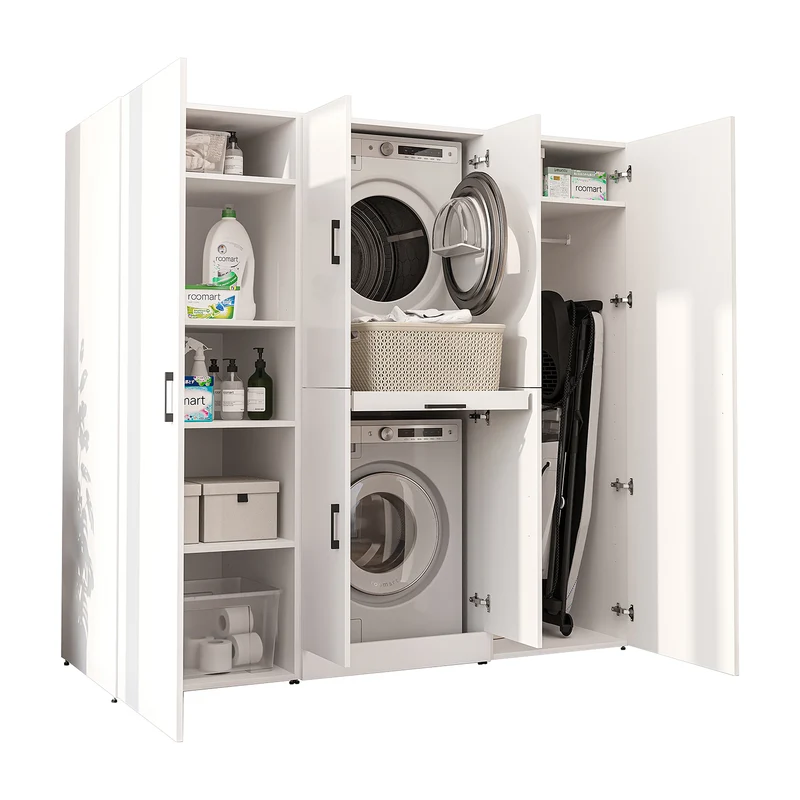 Roomart Waschmaschinenschrank DORA-I, 190 cm breit, für Waschmaschine und Trockner mit 2 Hochschränken, in 5 Farben