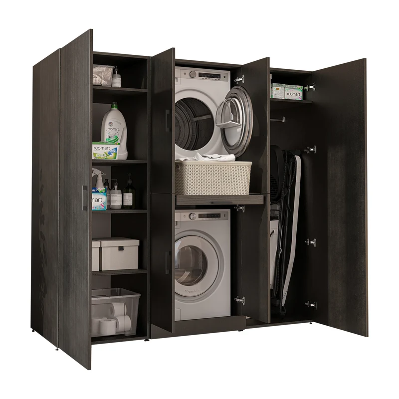 Roomart Waschmaschinenschrank DORA-I, 190 cm breit, für Waschmaschine und Trockner mit 2 Hochschränken, in 5 Farben