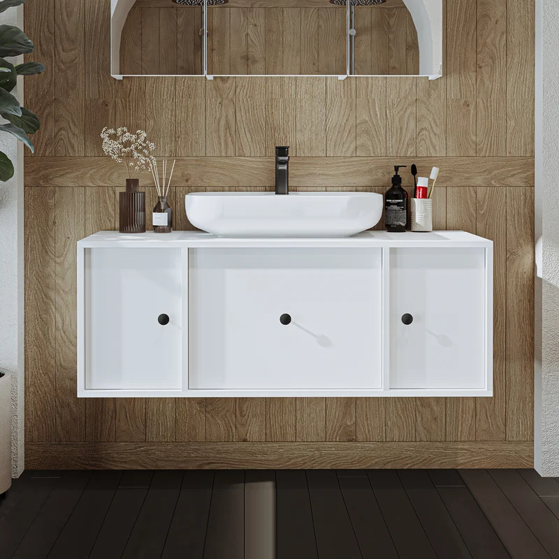 Roomart Badmöbel GUSTO, 120 cm, mit Aufsatzbecken, Schublade und 2 Türen, in 2 Farben