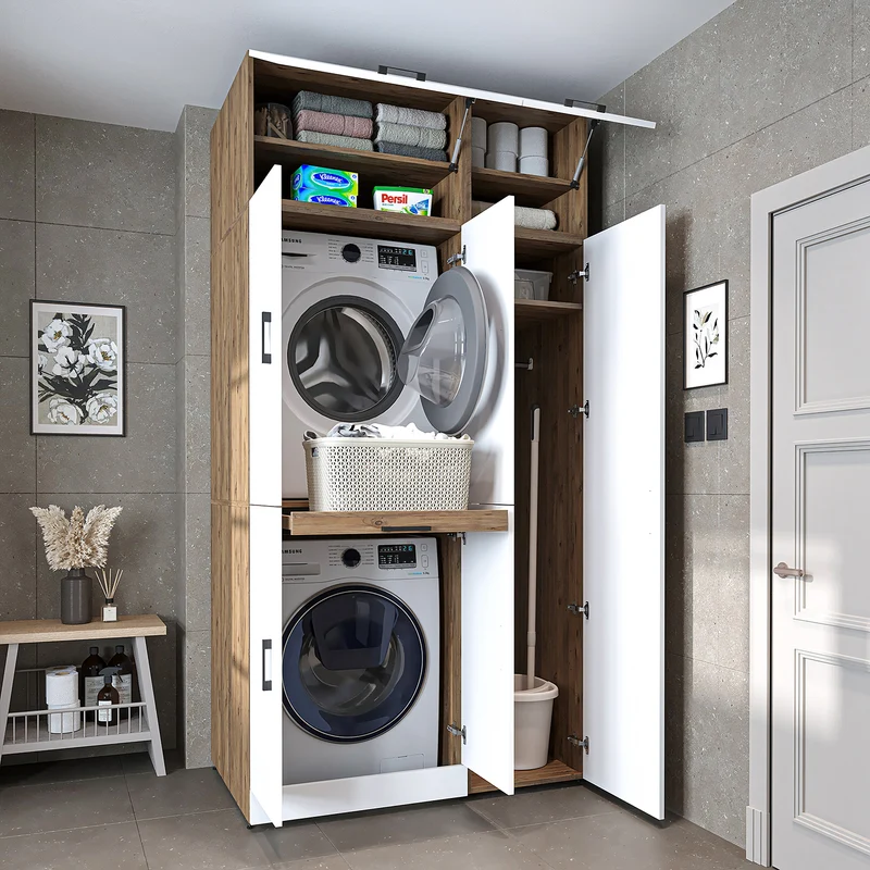 Roomart Waschmaschinenschrank DORA-I, 115 cm, für Waschmaschine und Trockner mit Hochschrank, in 5 Farben