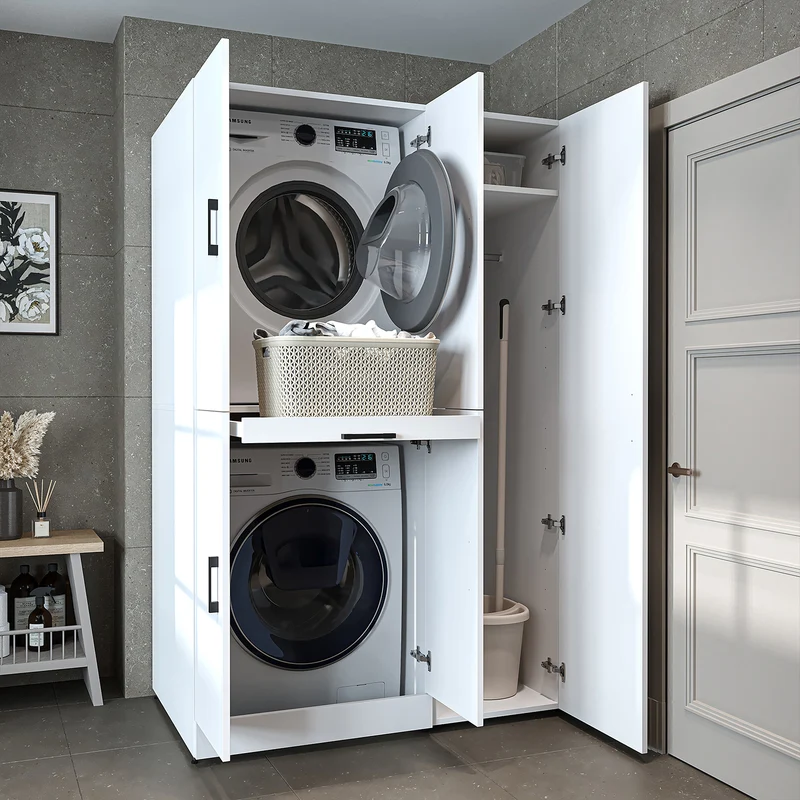 Roomart Waschmaschinenschrank DORA-I, 115 cm, für Waschmaschine und Trockner mit Hochschrank, in 5 Farben