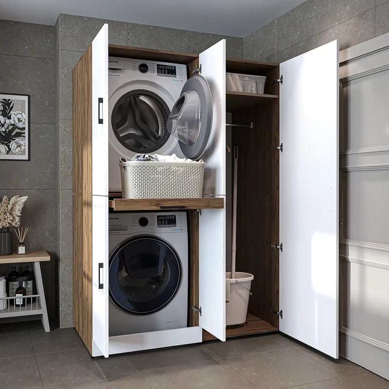 Roomart Waschmaschinenschrank DORA-I, 130 cm, mit Ausziehbrett und Hochschrank, 5 Farben