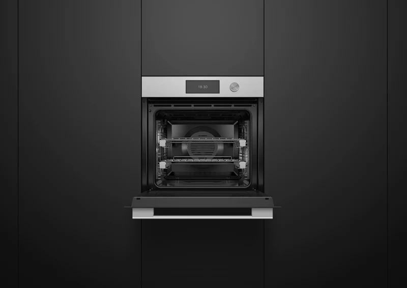 Fisher & Paykel 60cm Series 9, Contemporary Pyrolytic Oven, Brushed Silver Glass