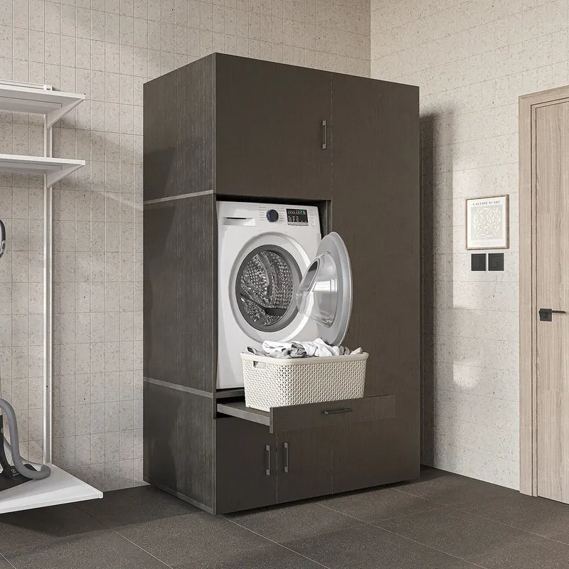 Roomart Waschmaschinenschrank 127 cm mit Hochschrank, 236 cm hoch, Ausziehbrett, in 3 Farben