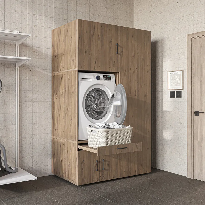 Roomart Waschmaschinenschrank 127 cm mit Hochschrank, 236 cm hoch, Ausziehbrett, in 3 Farben