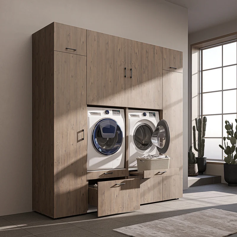 Roomart Schrankwand SERIE 2, 224 cm, für 2 Geräte mit 2 Hochschränken, in 3 Farben