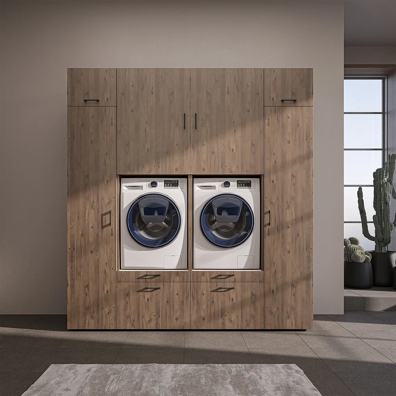Roomart Schrankwand SERIE 2, 224 cm, für 2 Geräte mit 2 Hochschränken, in 3 Farben