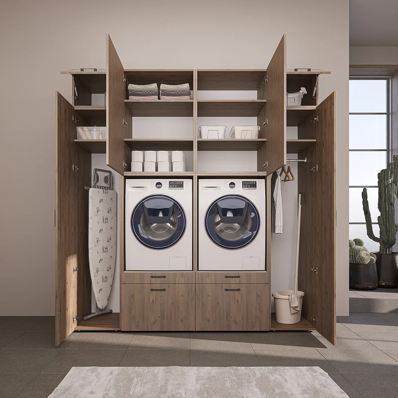 Roomart Schrankwand SERIE 2, 224 cm, für 2 Geräte mit 2 Hochschränken, in 3 Farben