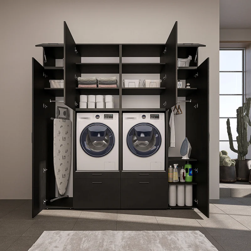 Roomart Schrankwand SERIE 2, 224 cm, für 2 Geräte mit 2 Hochschränken, in 3 Farben