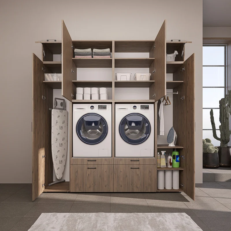 Roomart Schrankwand SERIE 2, 224 cm, für 2 Geräte mit 2 Hochschränken, in 3 Farben
