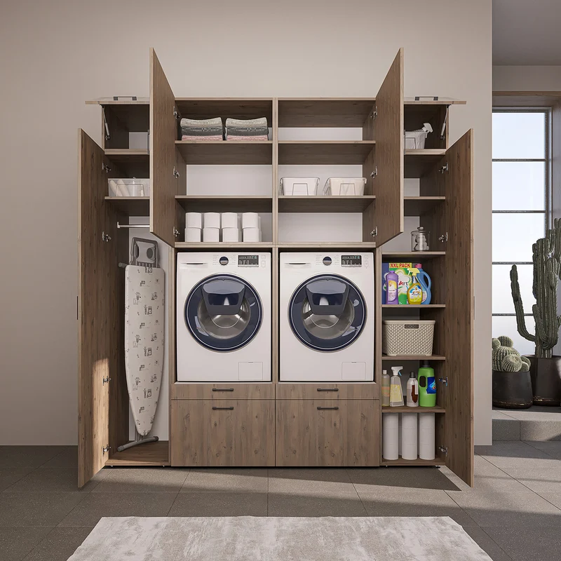Roomart Schrankwand SERIE 2, 224 cm, für 2 Geräte mit 2 Hochschränken, in 3 Farben
