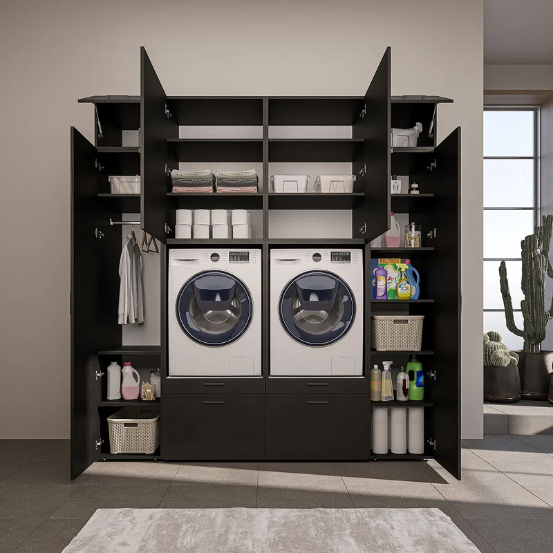 Roomart Schrankwand SERIE 2, 224 cm, für 2 Geräte mit 2 Hochschränken, in 3 Farben