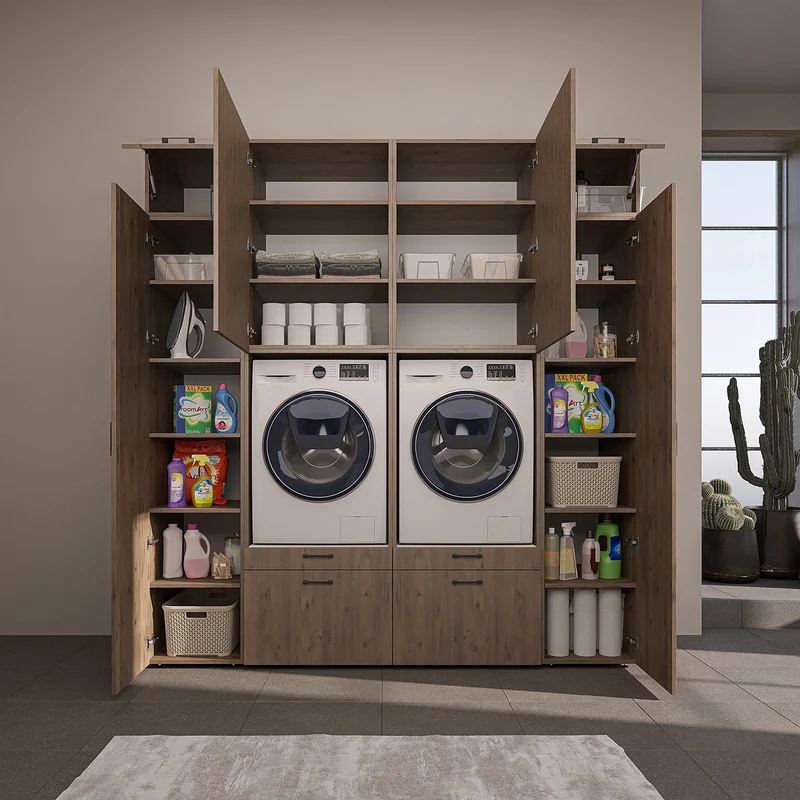 Roomart Schrankwand SERIE 2, 224 cm, für 2 Geräte mit 2 Hochschränken, in 3 Farben