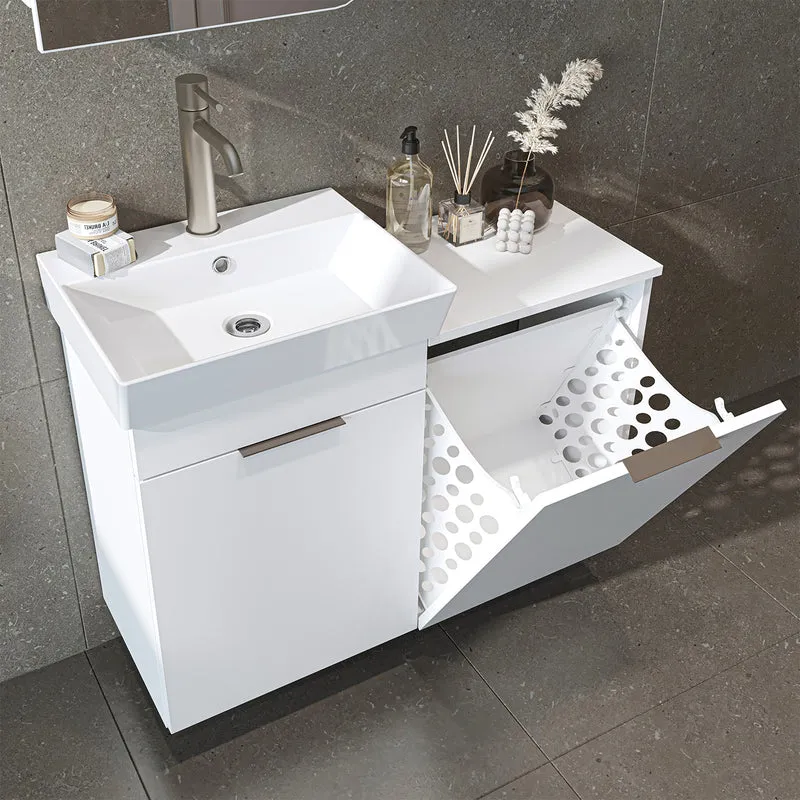 Roomart 4-teiliges Badmöbel-Set LYCIA, 49 cm, Waschtisch, Spiegelschrank und Hochschrank, in 4 Farben