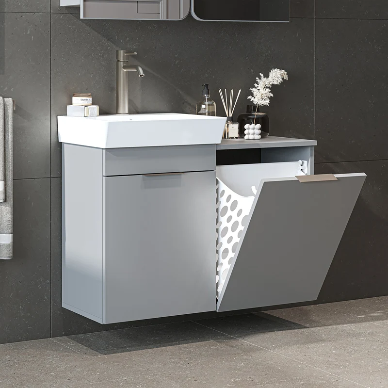 Roomart 4-teiliges Badmöbel-Set LYCIA, 49 cm, Waschtisch, Spiegelschrank und Hochschrank, in 4 Farben