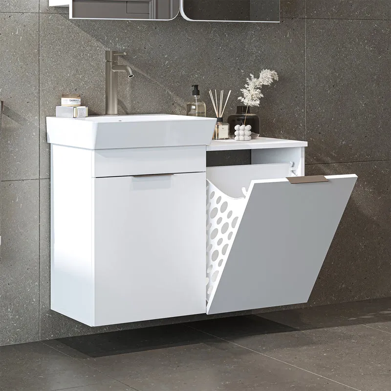 Roomart 4-teiliges Badmöbel-Set LYCIA, 49 cm, Waschtisch, Spiegelschrank und Hochschrank, in 4 Farben