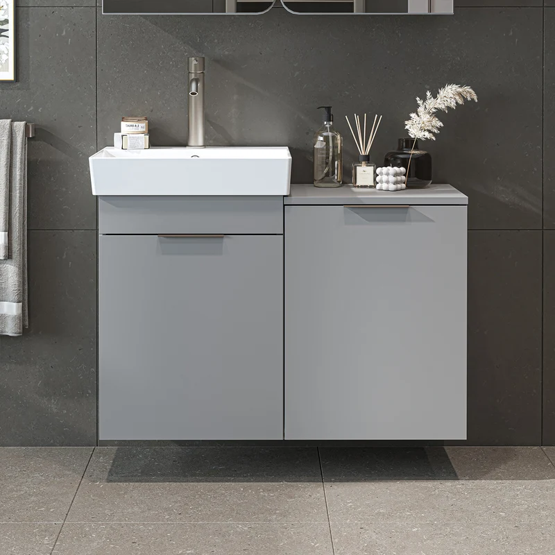 Roomart 4-teiliges Badmöbel-Set LYCIA, 49 cm, Waschtisch, Spiegelschrank und Hochschrank, in 4 Farben