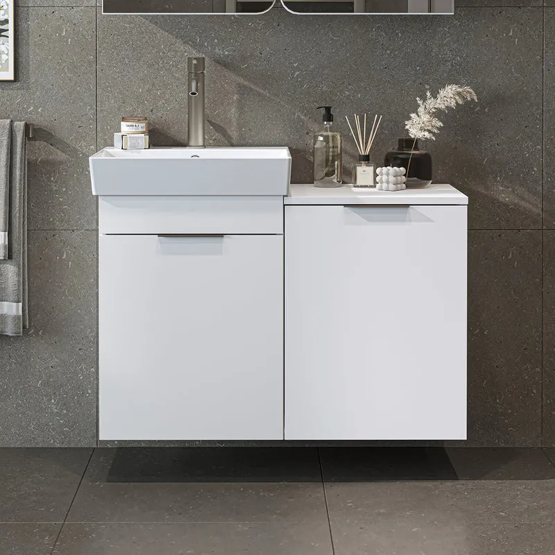 Roomart 4-teiliges Badmöbel-Set LYCIA, 49 cm, Waschtisch, Spiegelschrank und Hochschrank, in 4 Farben