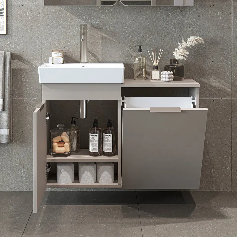 Roomart 4-teiliges Badmöbel-Set LYCIA, 49 cm, Waschtisch, Spiegelschrank und Hochschrank, in 4 Farben