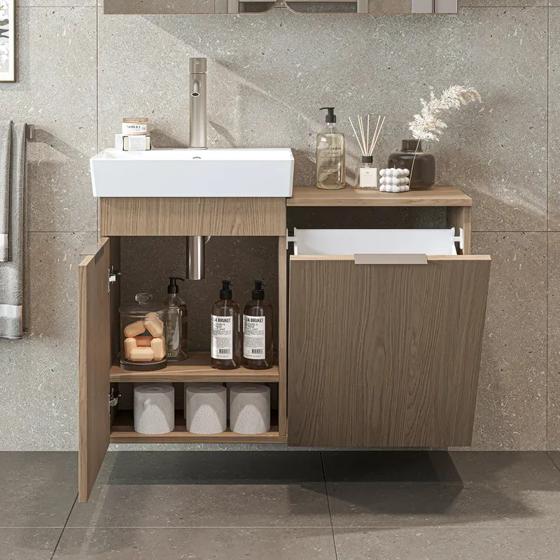 Roomart 4-teiliges Badmöbel-Set LYCIA, 49 cm, Waschtisch, Spiegelschrank und Hochschrank, in 4 Farben