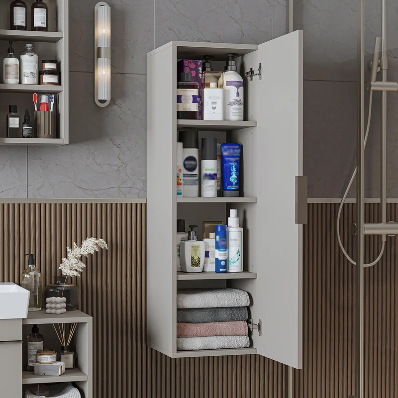 Roomart 4-teiliges Badmöbel-Set LYCIA, 49 cm, Waschtisch, Spiegelschrank und Hochschrank, in 4 Farben
