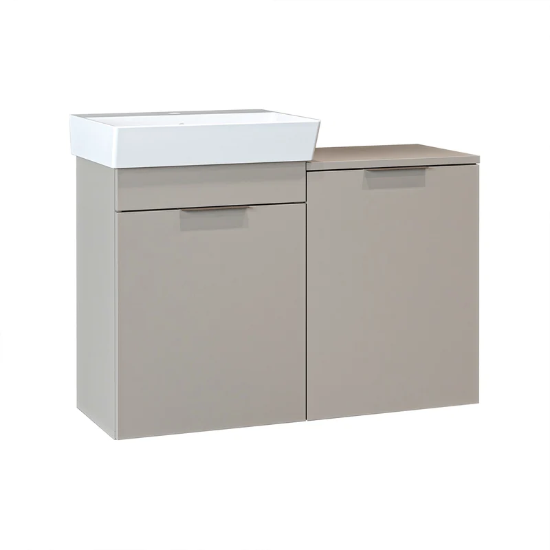 Roomart 4-teiliges Badmöbel-Set LYCIA, 49 cm, Waschtisch, Spiegelschrank und Hochschrank, in 4 Farben