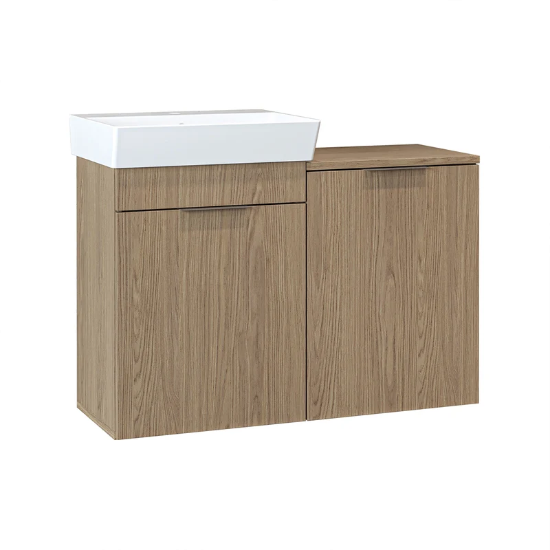 Roomart 4-teiliges Badmöbel-Set LYCIA, 49 cm, Waschtisch, Spiegelschrank und Hochschrank, in 4 Farben