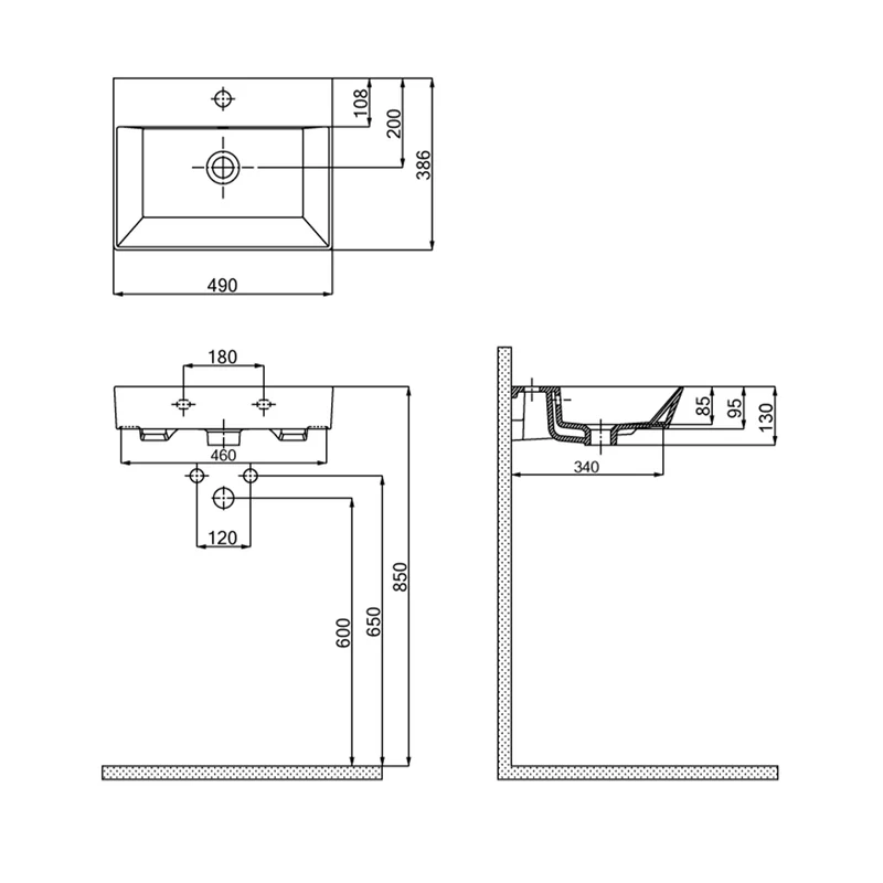 Roomart 4-teiliges Badmöbel-Set LYCIA, 49 cm, Waschtisch, Spiegelschrank und Hochschrank, in 4 Farben