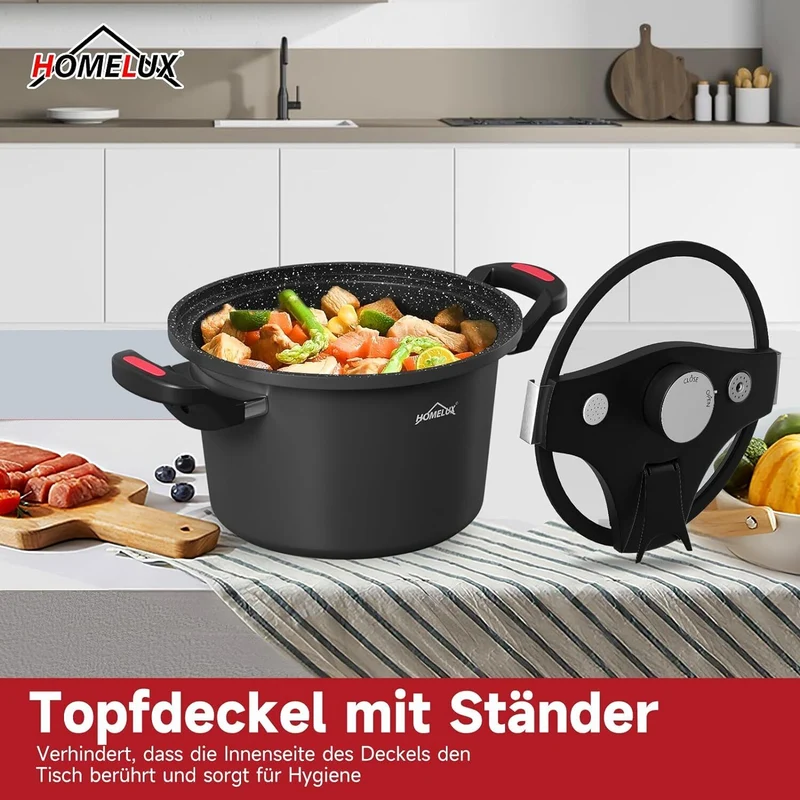 Homelux Energiespartopf 24cm Universal Kochtopf 5.5L Topf Induktion