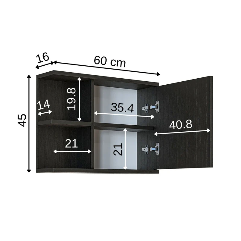 Roomart Spiegelschrank ADA, 60 cm, mit offenem Regal und Soft-Close-Tür, in 4 Farben