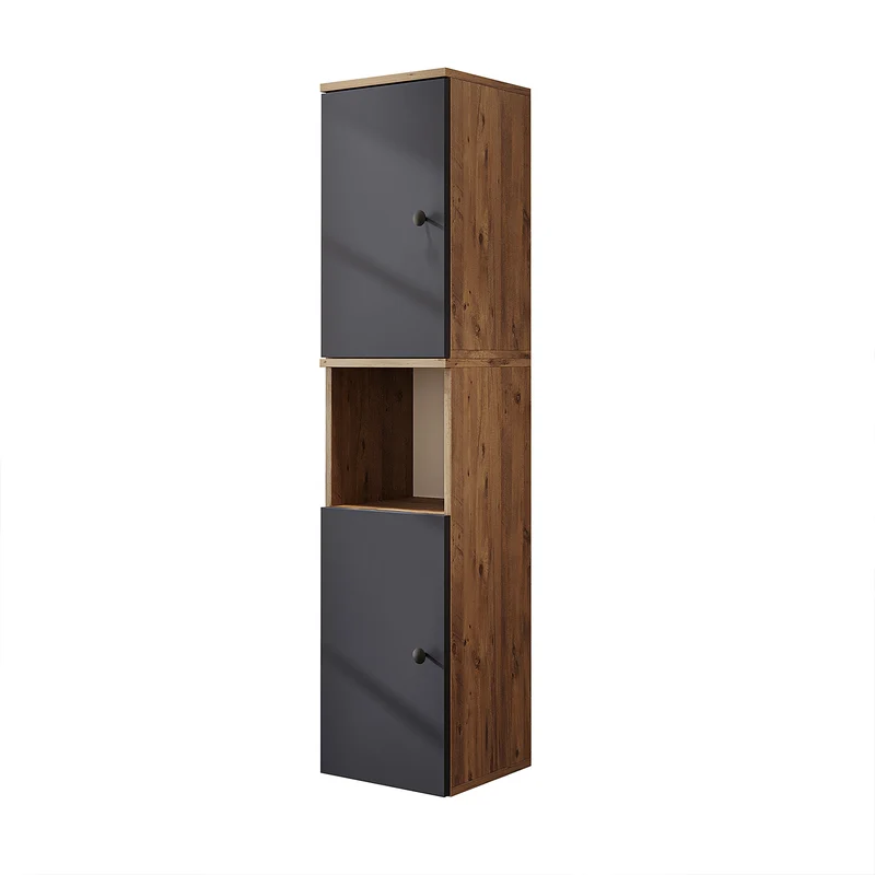 Roomart 4-teiliges Badmöbel-Set LOTUS, 65 cm, mit rundem Aufsatzbecken und Hochschrank, in 3 Farben