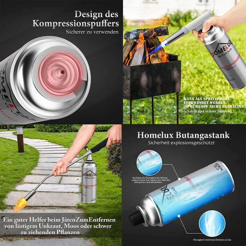 HOMELUX 2-flammiges Gaskochfeld mit / ohne 227g Gaskartusche – Ideal für den Outdoor-Bereich