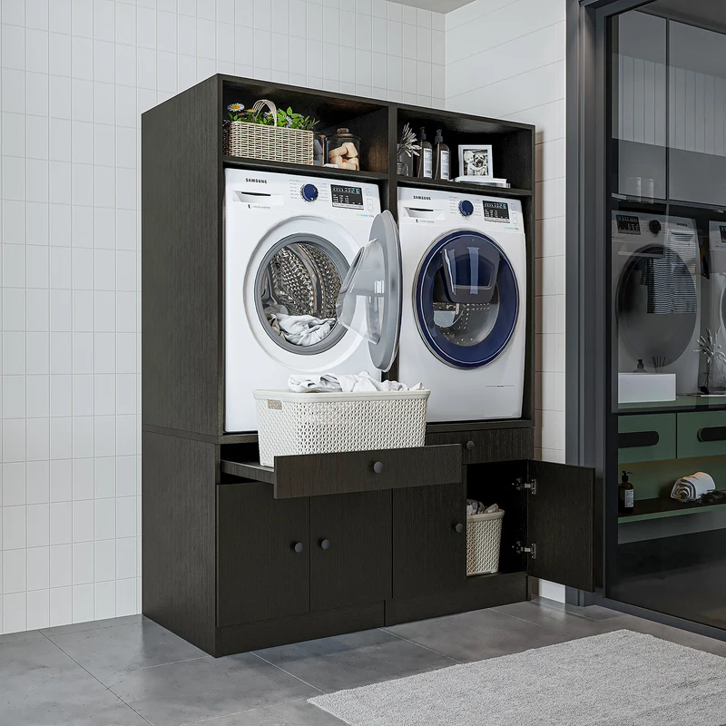 Roomart Waschmaschinenschrank SERIE 1, 134 cm, Doppelschrank für zwei Geräte