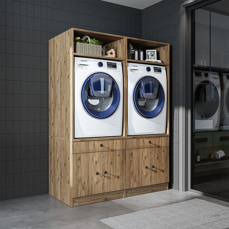 Roomart Waschmaschinenschrank SERIE 1, 134 cm, Doppelschrank für zwei Geräte