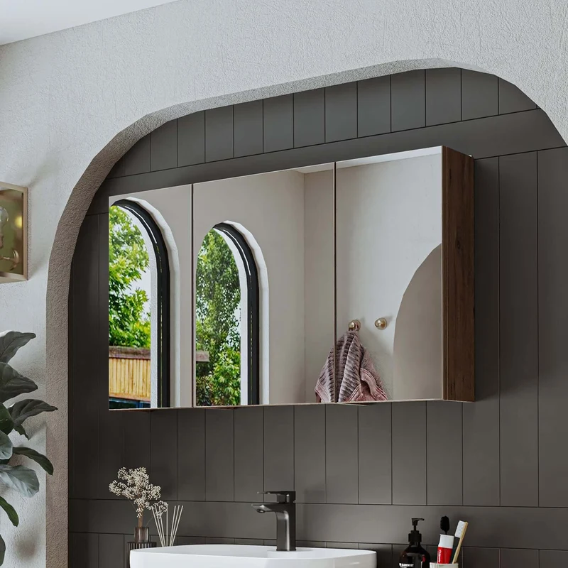 Roomart 4-teiliges Badmöbel-Set GUSTO-ATL, 120 cm, mit eckigem Waschbecken und Hochschrank, in 2 Farben