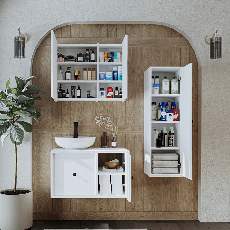Roomart 4-teiliges Badmöbel-Set GUSTO, 75 cm, mit rundem Becken, in 2 Farben