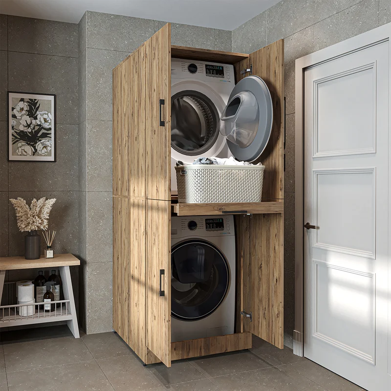 Roomart Waschmaschinenschrank DORA-I, 70 cm, für Waschmaschine und Trockner mit Ausziehbrett, in 5 Farben