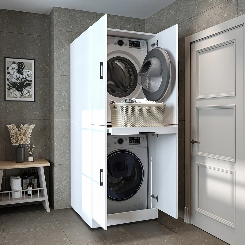 Roomart Waschmaschinenschrank DORA-I, 70 cm, für Waschmaschine und Trockner mit Ausziehbrett, in 5 Farben