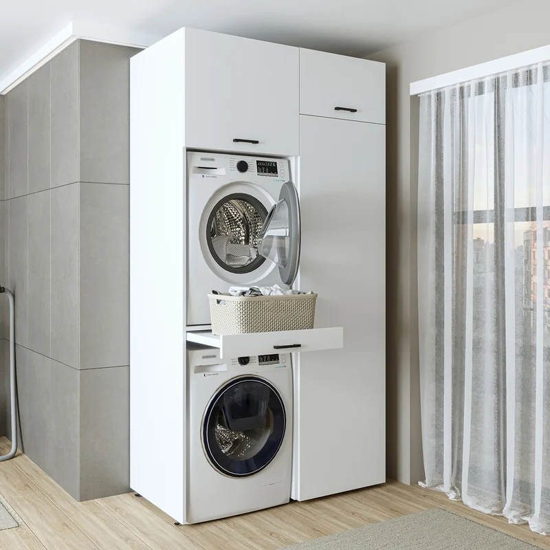 Roomart Waschmaschinenschrank 127 cm, für 2 Geräte mit Hochschrank, in 3 Farben