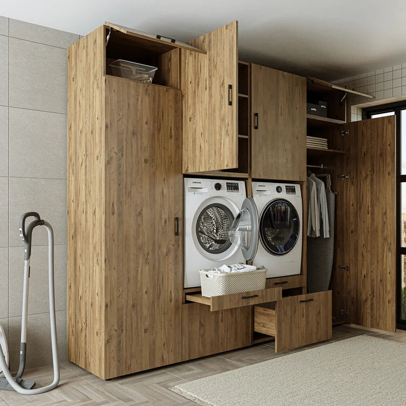 Roomart Waschmaschinenschrank SERIE 2 mit 2 Hochschränken, 254 cm, in 3 Farben