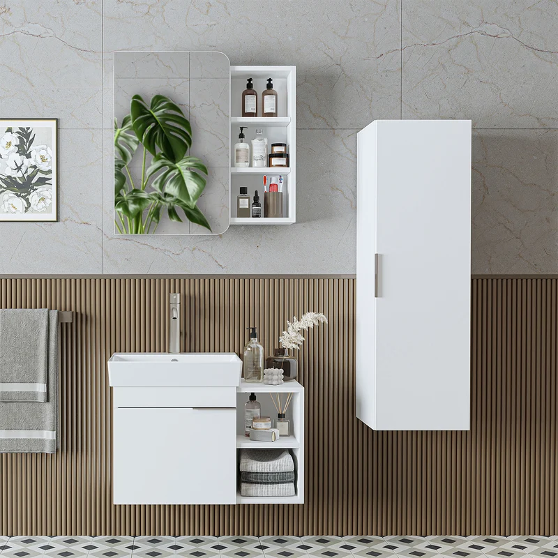 Roomart Badmöbel-Set LYCIA 72 cm, 4-teilig mit Spiegelschrank und Hochschrank, in 4 Farben