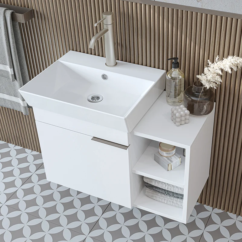 Roomart Badmöbel-Set LYCIA 72 cm, 4-teilig mit Spiegelschrank und Hochschrank, in 4 Farben