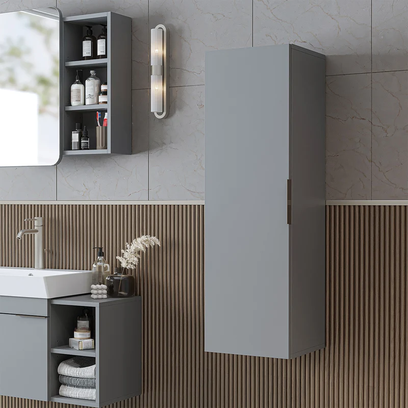 Roomart Badmöbel-Set LYCIA 72 cm, 4-teilig mit Spiegelschrank und Hochschrank, in 4 Farben