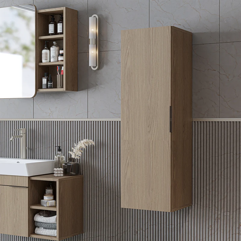 Roomart Badmöbel-Set LYCIA 72 cm, 4-teilig mit Spiegelschrank und Hochschrank, in 4 Farben